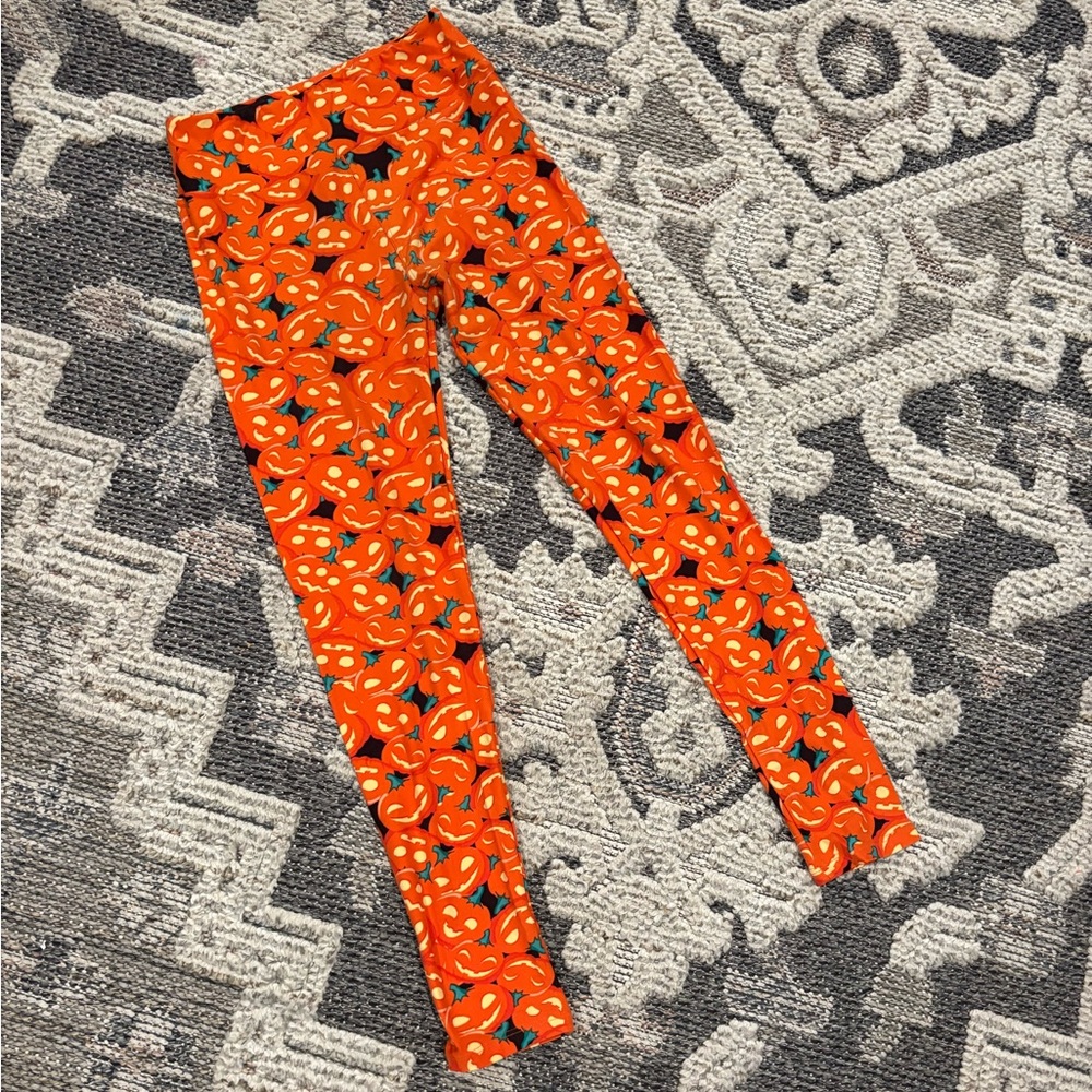Orange Pumpkin Print Leggings